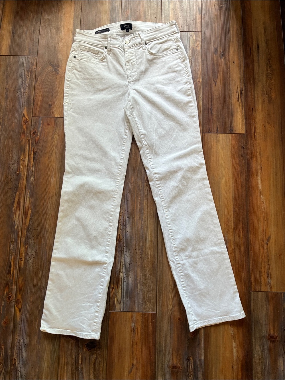 NYDJ Marilyn Straight Leg White Denim Jeans Size 8